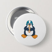Penguin at Football Sports Button (Vorne & Hinten)