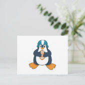 Penguin at Football Sports Postkarte (Stehend Vorderseite)