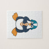 Penguin at Football Sports Puzzle (Horizontal)