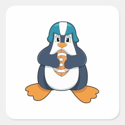 Penguin at Football Sports Quadratischer Aufkleber (Vorderseite)