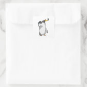 Penguin at Hockey with Hockey stick Quadratischer Aufkleber (Tasche)