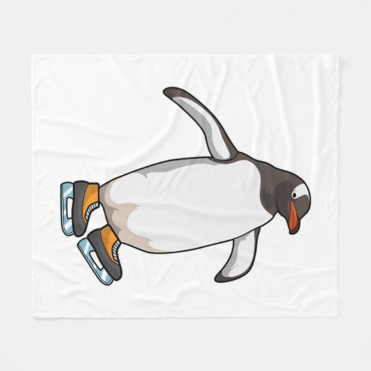 Penguin at Ice skating with Ice skates Fleecedecke (Vorderseite (Horizontal))