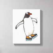 Penguin at Ice skating with Ice skates Leinwanddruck (Vorderseite)
