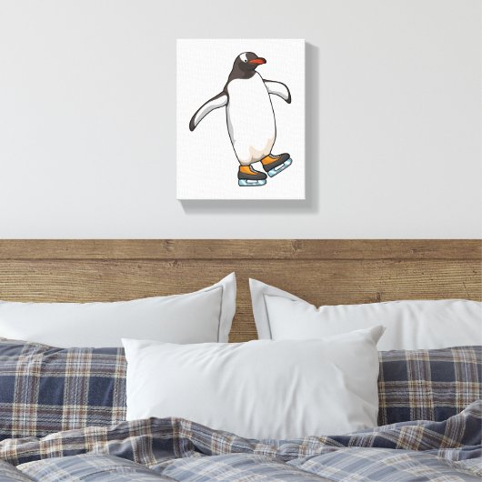 Penguin at Ice skating with Ice skates Leinwanddruck (Insitu (Schlafzimmer))