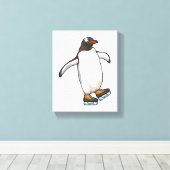 Penguin at Ice skating with Ice skates Leinwanddruck (Insitu (Holzboden))