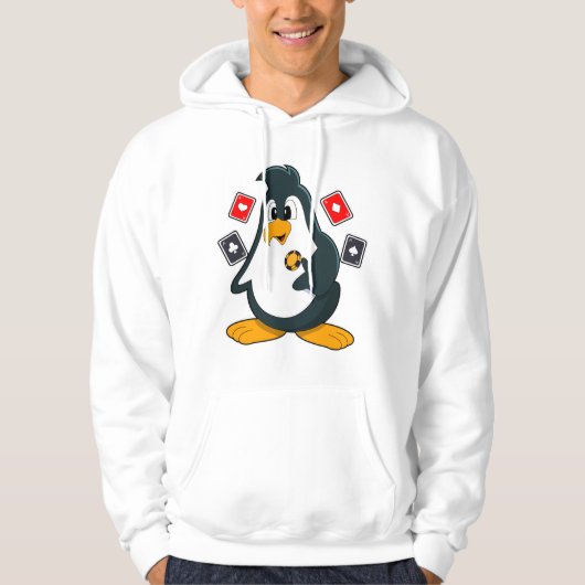 Penguin at Poker with Poker cards Hoodie (Vorderseite)