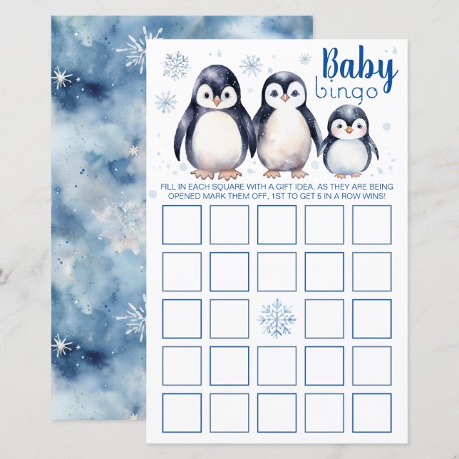 Penguin Baby Bingo Game - Winterthema (Vorne/Hinten)