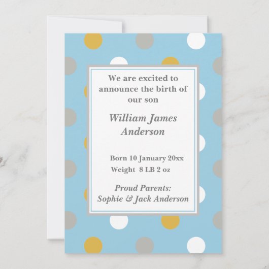 Penguin Baby Boy Birth Ankündigung (Rückseite)