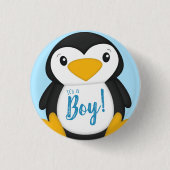 Penguin Baby Dusche Blue Button (Vorderseite)