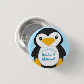 Penguin Baby Dusche Blue Button (Vorne & Hinten)