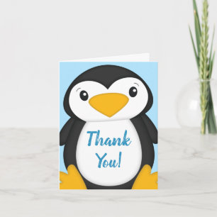 Penguin Baby Dusche Blue Dankeskarte