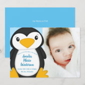 Penguin Baby Dusche Blue Einladung (Vorne/Hinten)