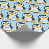 Penguin Baby Dusche Blue Geschenkpapier (Ecke)