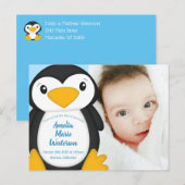 Penguin Baby Dusche Blue Postkarte (Vorne/Hinten)