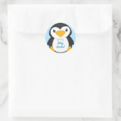 Penguin Baby Dusche Blue Runder Aufkleber (Tasche)