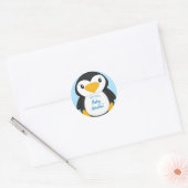 Penguin Baby Dusche Blue Runder Aufkleber (Umschlag)