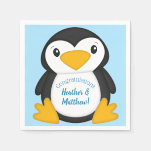 Penguin Baby Dusche Blue Serviette