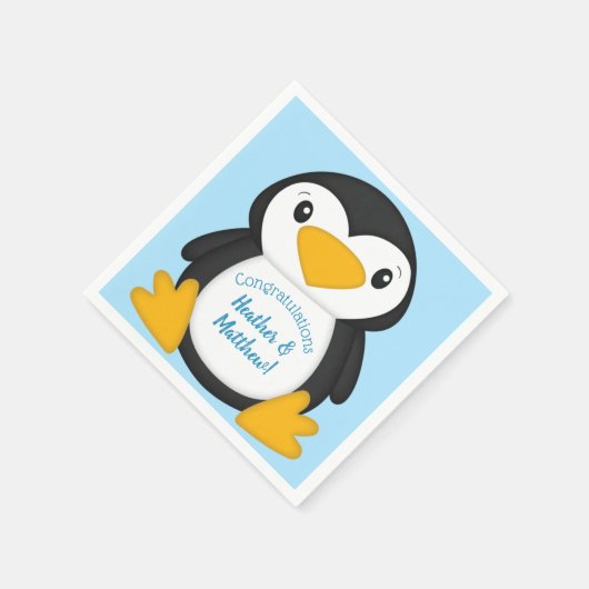 Penguin Baby Dusche Blue Serviette (Ecke)