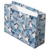 Penguin Baby Dusche Große Geschenktasche Große Geschenktüte (Vorderseite Schrägansicht)