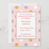 Penguin Baby Girl Pink Birth Ankündigung (Rückseite)