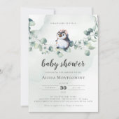 Penguin Baby Shower Girl Einladung (Vorderseite)