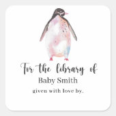 Penguin - Babyduschbibliothek Quadratischer Aufkleber (Vorderseite)