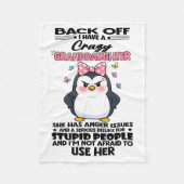 Penguin Back Off I Have A Crazy Granddaughter She Fleecedecke (Vorderseite)