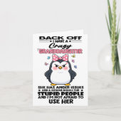Penguin Back Off I Have A Crazy Granddaughter She Karte (Vorderseite)