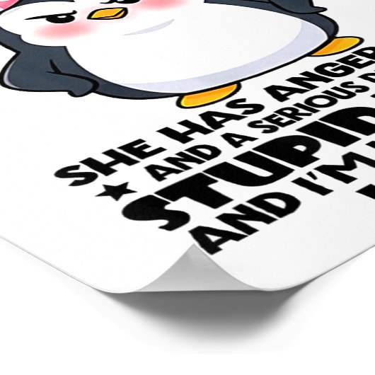 Penguin Back Off I Have A Crazy Granddaughter She Poster (Ecke)