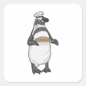 Penguin Baker Brot Quadratischer Aufkleber (Vorderseite)