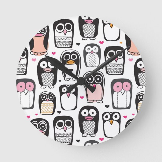 Penguin Bird Beispiel Background Runde Wanduhr (Vorderseite)