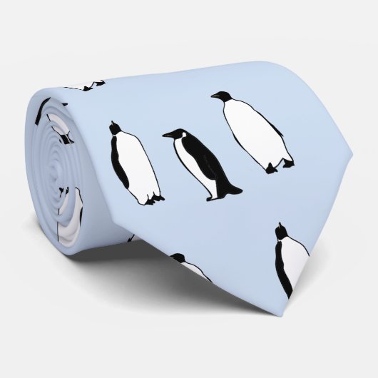 Penguin Bird Blue Arctic Animal Polar Winter Krawatte (Gerollt)