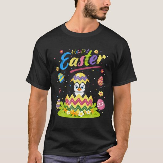 Penguin Bird Lover Funny Easter Egg Penguin Happy T-Shirt (Vorderseite)