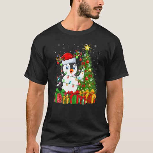 Penguin Bird  Xmas Holiday Santa Penguin Christmas T-Shirt (Vorderseite)