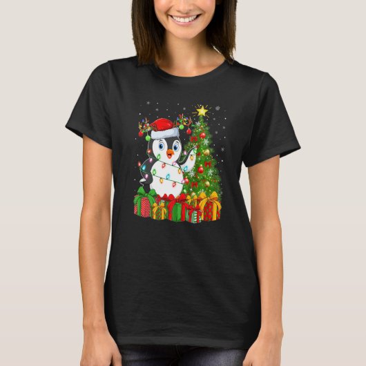 Penguin Bird  Xmas Holiday Santa Penguin Christmas T-Shirt (Vorderseite)