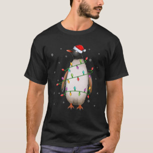 Penguin Bird Xmas Lighting Weihnachtsmannmütze Pin T-Shirt