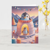 Penguin Birthday Bash Karte (Gelbe Blume)