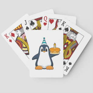 Penguin Birthday Candle Cake Spielkarten