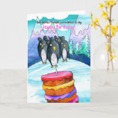 Penguin Birthday Card Karte (Gelbe Blume)