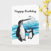 Penguin Birthday Card Karte (Gelbe Blume)