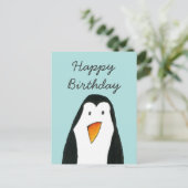 Penguin Birthday Card Postkarte (Stehend Vorderseite)
