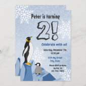 Penguin Birthday Einladung (Vorne/Hinten)