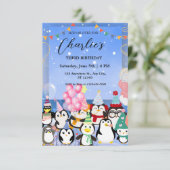 Penguin Birthday Einladung für Kind (Stehend Vorderseite)