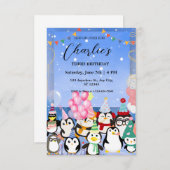 Penguin Birthday Einladung für Kind (Vorne/Hinten)