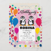 Penguin Birthday Einladung | Jungen & Mädchen Wint (Vorne/Hinten)