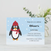 Penguin Birthday Einladung zum Winter Geburtstag (Stehend Vorderseite)