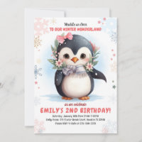 Penguin Birthday Invitation Girl Penguin Geburtsta