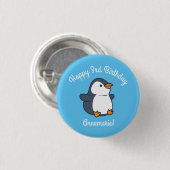 Penguin Birthday Party Button (Vorne & Hinten)