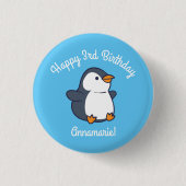 Penguin Birthday Party Button (Vorderseite)