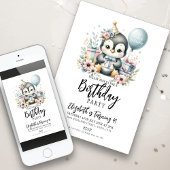 Penguin Birthday Party Einladung